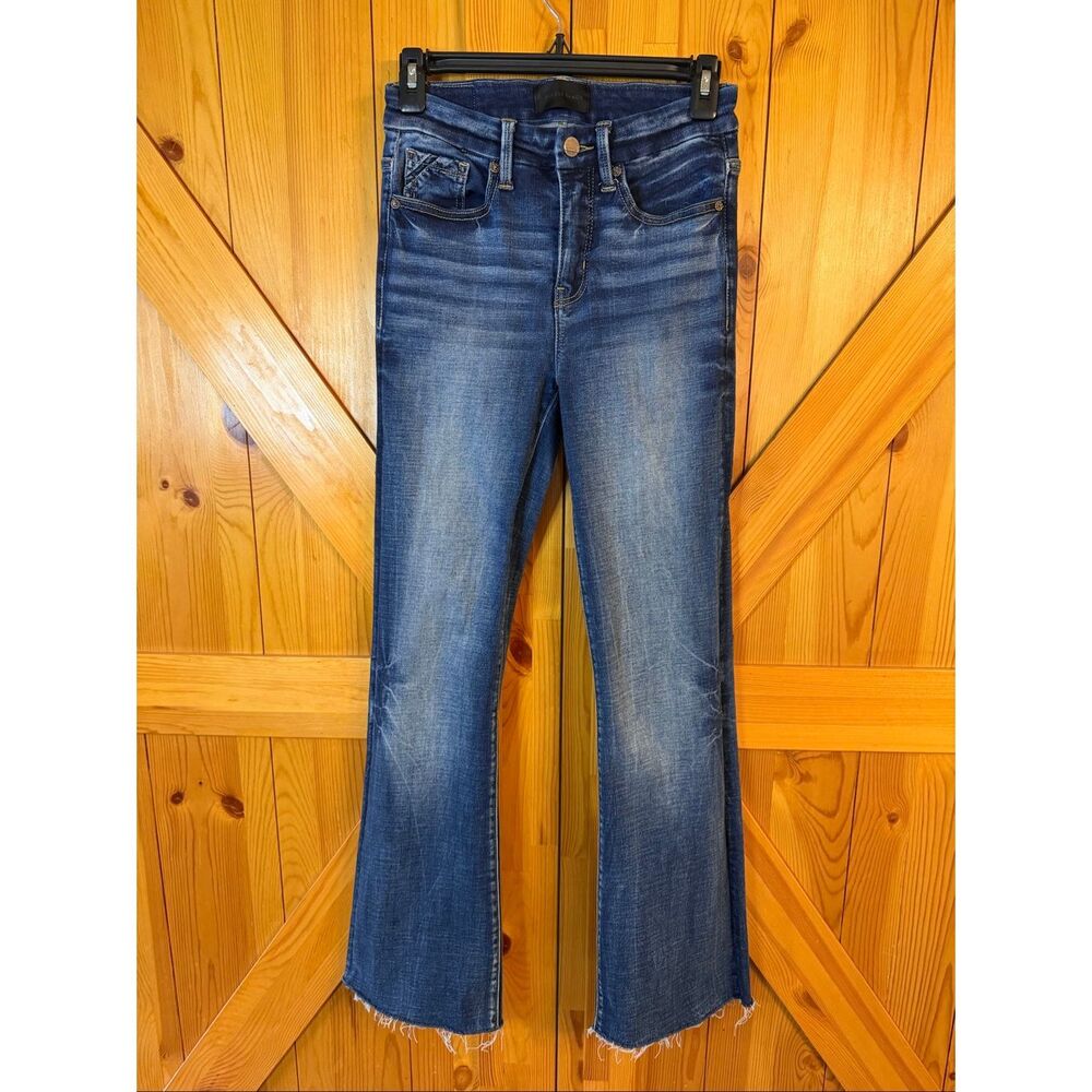 Buckle Black Jeans 24 Fit No.75 Bootcut Stretch Raw Hems (7726)